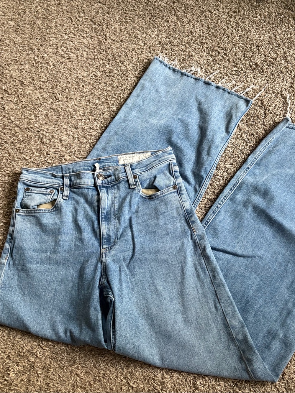 Rag & Bone Sofie Women 29 High Rise Ultra Wide Leg Jeans 32" Inseam Whitney Blue